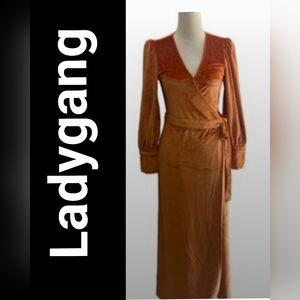 NWT! LADYGANG ORANGE LONGSLEEVE MAXI DRESS SIZE: SMALL MSRP $200